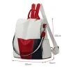 Leather backpack - shoulder bag - with openable back pocket