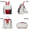 Leather backpack - shoulder bag - with openable back pocket