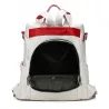 Leather backpack - shoulder bag - with openable back pocket