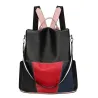 Leather backpack - shoulder bag - with openable back pocket