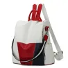 Leather backpack - shoulder bag - with openable back pocket