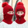Wintermütze mit Pompon - Sturmhaube mit Reißverschluss