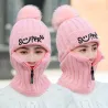 Winter hat with a pompom - balaclava with a zipper
