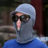 Winter knitted hat with a visor - face protection - balaclava with a zipper