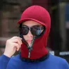 Winter knitted hat with a visor - face protection - balaclava with a zipper
