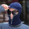 Winter knitted hat with a visor - face protection - balaclava with a zipper