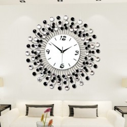 Nowoczesny żelazny zegar ścienny - z kryształową dekoracją - 36cm / 50cm