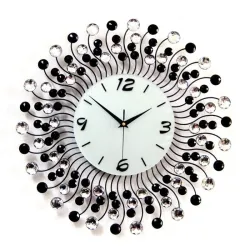 Moderne Eisenwanduhr - mit Kristalldekoration - 36cm / 50cm
