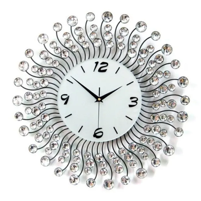 Moderne Eisenwanduhr - mit Kristalldekoration - 36cm / 50cm