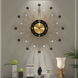 Styl skandynawski - zegar ścienny w kształcie słońca - 56cm