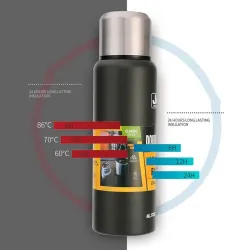 Vacuüm thermoskan - met riem / zak - dubbelwandig - RVS - 500ml - 750ml - 1000ml - 1500mlThermosflessen