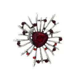 Stylish flower brooch - with glass crystals