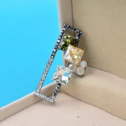 Vintage geometric crystal brooch