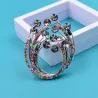 Vintage flower brooch - with colorful crystals