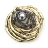 Bird nest with pearl - crystal brooch
