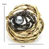 Bird nest with pearl - crystal brooch