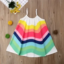 Tęczowa sukienka bez rękawów - na cienkich ramiączkachClothing