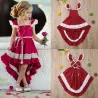 Elegantes rotes Kleid für Mädchen - mit Spitzenrüschen - unregelmäßige Länge