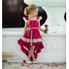 Elegantes rotes Kleid für Mädchen - mit Spitzenrüschen - unregelmäßige Länge
