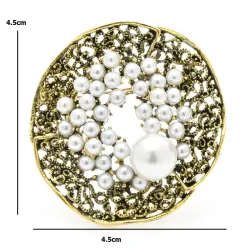 Vintage Perle Blume - runde Brosche