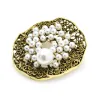 Vintage Perle Blume - runde Brosche