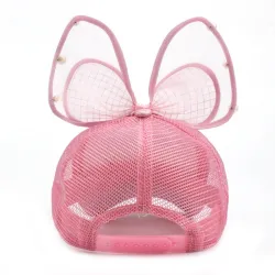 Kids baseball cap - snapback with bow / pearls / mesh