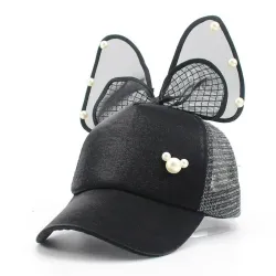 Czapka z daszkiem dla dzieci - snapback z kokardką / perełkami / siateczkąCzapki i kapelusze