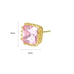 Minimalistic rectangle - crystal earring