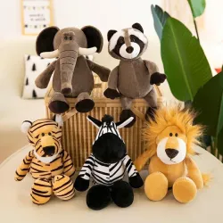 Animal shaped plush toys - elephant / tiger / fox / raccoon / monkey