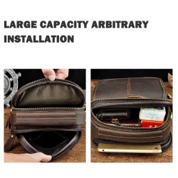 Leren schouder- / crossbodytas - met ritsen / vakjesTassen