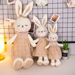 Kaninchen im karierten Kleid - Stofftier / Puppe