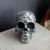 Skull with floral design - silver plated - Halloween decoration