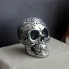 Skull with floral design - silver plated - Halloween decoration