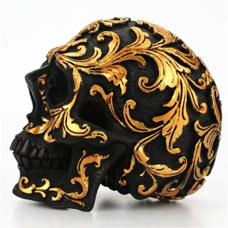Zwart doodshoofd - met gouden gravures - beeld van harsHalloween & feest