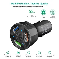 3 / 4 / 5 -portowa ładowarka samochodowa USB do telefonu - szybkie ładowanie QC3.0Akcesoria do wnętrz