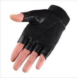 Militärlederhandschuhe - mit Nieten - Halbfinger-Design - für Fitness / Fitness