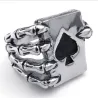 Vintage Ring - Edelstahl - Schädelklaue mit Kartenspiel