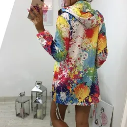 Bomber Jacket with print - pocket - zipper - hooded outwear - casual windbreaker