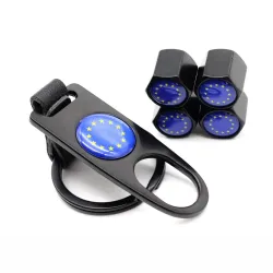 Auto Ventilkappen - Diebstahlsicherung - EU Emblem - 5 Stück