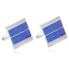Blue square cufflinks / tie clip - zinc alloy