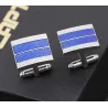 Gemelli quadrati blu / fermacravatta - lega di zinco