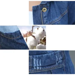 Trendy denim lang jack - met capuchon - ritssluiting - zakkenJassen