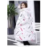 Warme / lange Daunenwinterjacke mit Kapuze und Reißverschluss