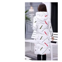 Warme / lange Daunenwinterjacke mit Kapuze und Reißverschluss