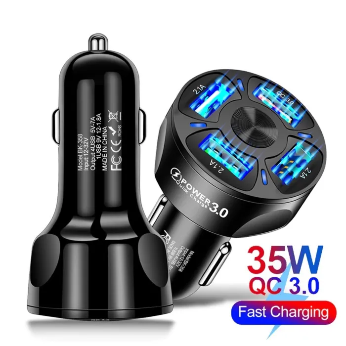 3 / 4 / 5 poorten USB autolader - snel opladen QC3.0Interieur accessoires