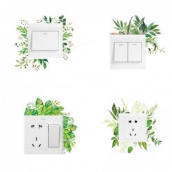 Pegatinas de paredHojas verdes - adhesivo de pared cuadrado - decoración de interruptor de luz
