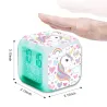 Würfelförmige Uhr mit Einhorn - Digital - LED - Farbwechsel
