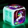 Würfelförmige Uhr mit Einhorn - Digital - LED - Farbwechsel