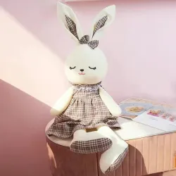 Kaninchen im karierten Kleid - Stofftier / Puppe