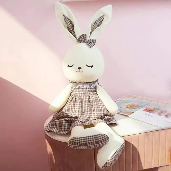 Kaninchen im karierten Kleid - Stofftier / Puppe